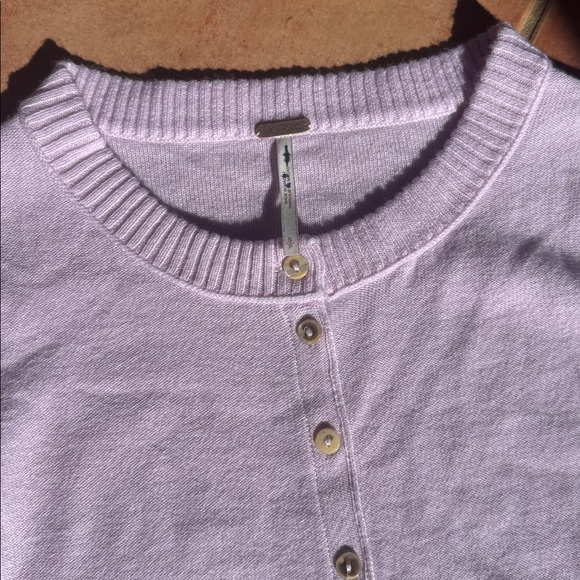 Free People Lavender/Pink Button-Up Women's Sweater - Picture 3 of 7